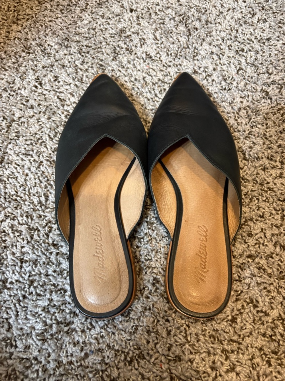 Madewell Emilia Mule Black Leather Slide Flat - Picture 2 of 4